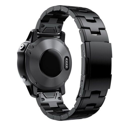 Titanium Strap, black, on a watch, 3/4 rear view