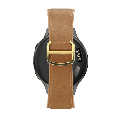 Bandz Actyve Smartwatch 20mm Leather Strap 'D-Type' (Milk Tea)