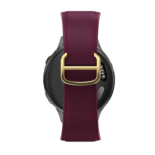 Bandz Actyve Smartwatch 20mm Leather Strap 'D-Type' (Wine Red)