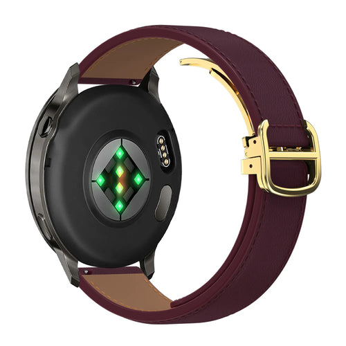 Bandz Actyve Smartwatch 20mm Leather Strap 'D-Type' (Wine Red)