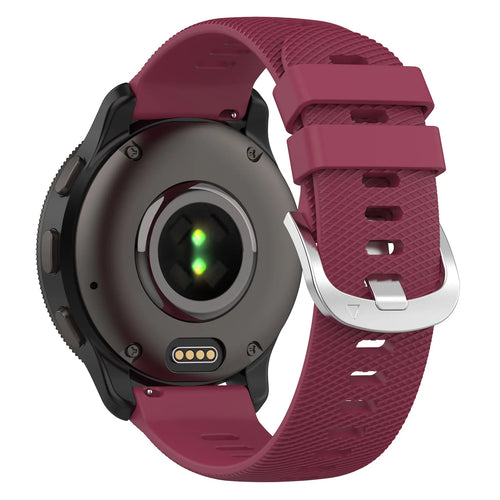 Silicone Strap, wine red, on a watch, 3/4 rear view