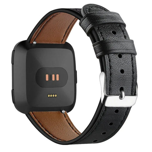 Modern Leather Strap, black, on a watch, 3/4 rear view