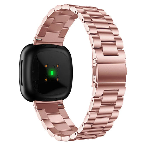 Steel Strap, pink, on a watch, 3/4 rear view