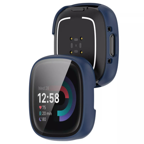 Funda rígida con vidrio Fitbit Versa 4 / Sense 2 (azul)
