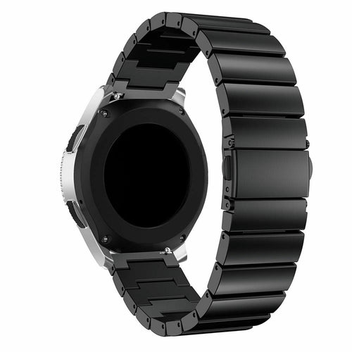 Premium Metal Strap, black, on a watch, 3/4 rear view