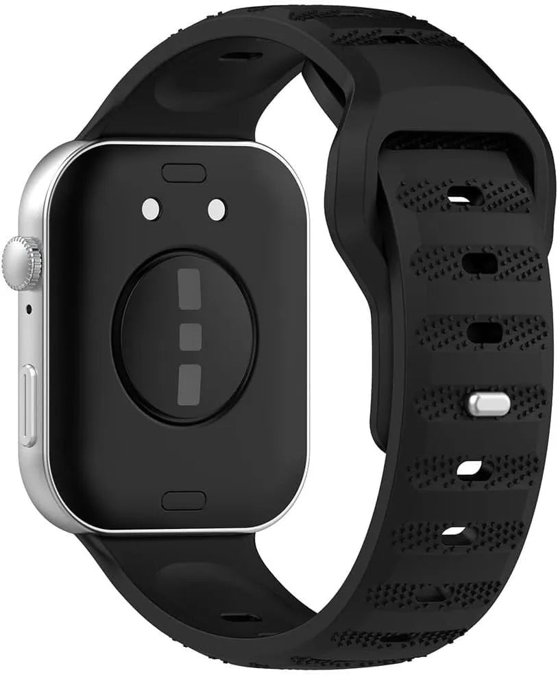 Outdoor Silicone Strap, black, on a watch, 3/4 rear view