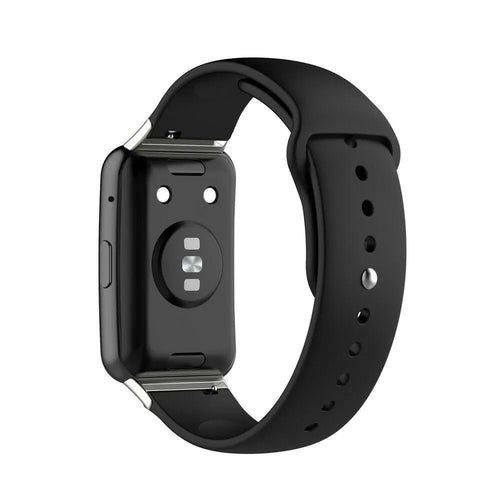 Silicone Sport Strap, black, on a watch, 3/4 rear view