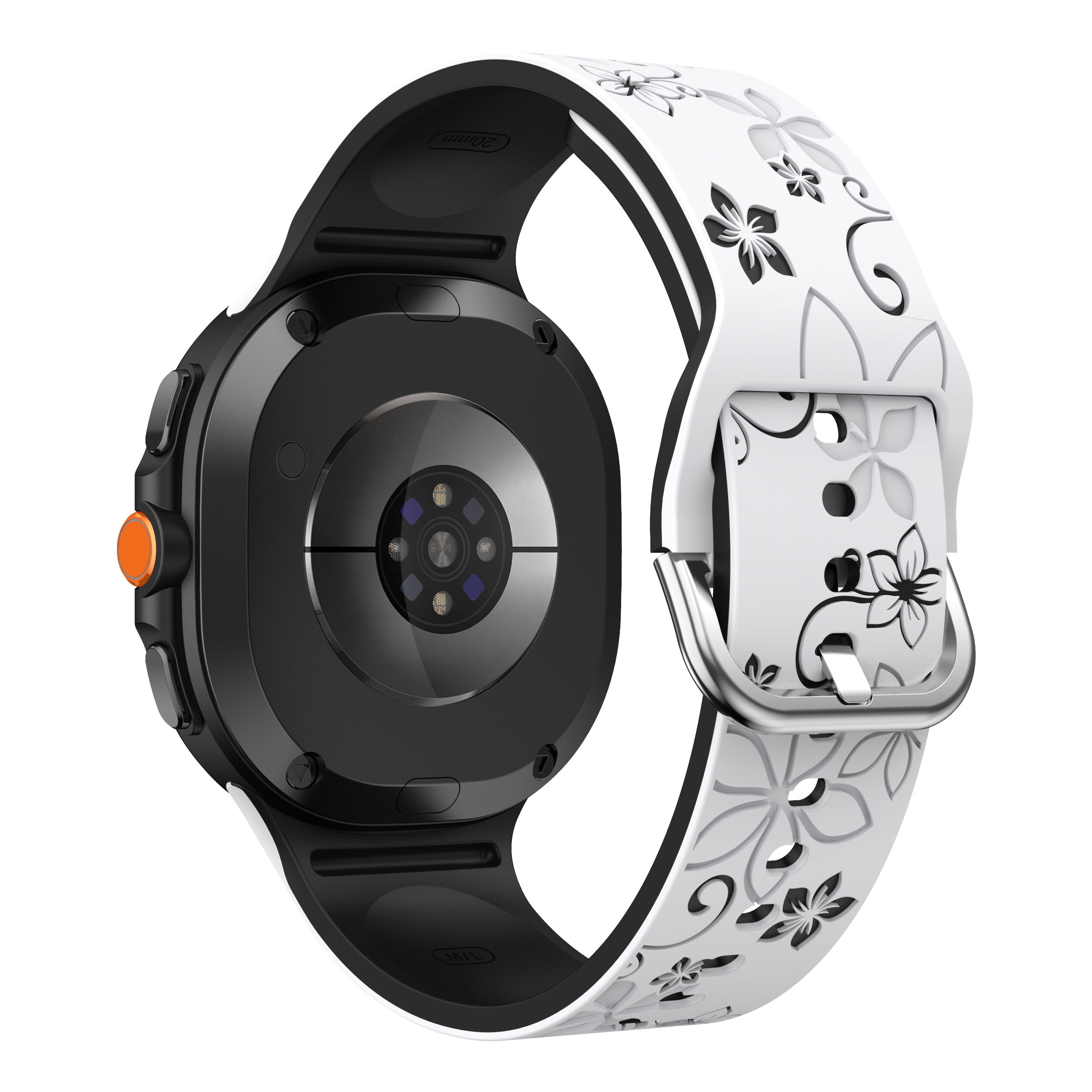Correa silicona con flores Samsung Galaxy Watch 8 Classic (blanco/negro)