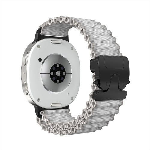 Samsung Galaxy Watch 9 - 40mm Outdoor Nylon Strap with P-Buckle (White with Black)