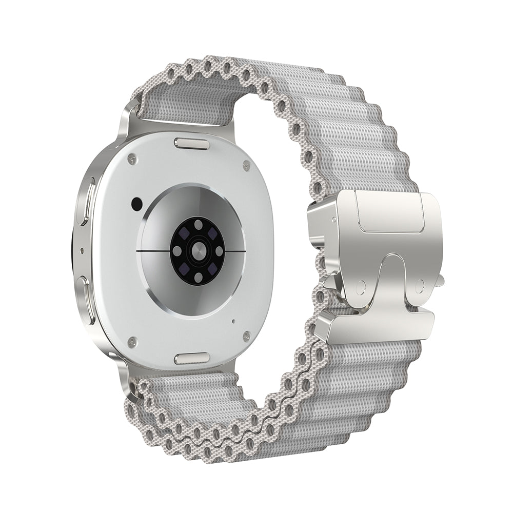 Correa nylon Outdoor con hebilla-P Samsung Galaxy Watch 8 - 44mm (blanco con plata)