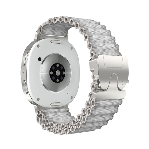 Correa nylon Outdoor con hebilla-P Samsung Galaxy Watch 8 Classic (blanco con plata)