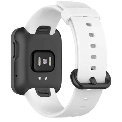 Silicone Strap, white, on a watch, 3/4 rear view