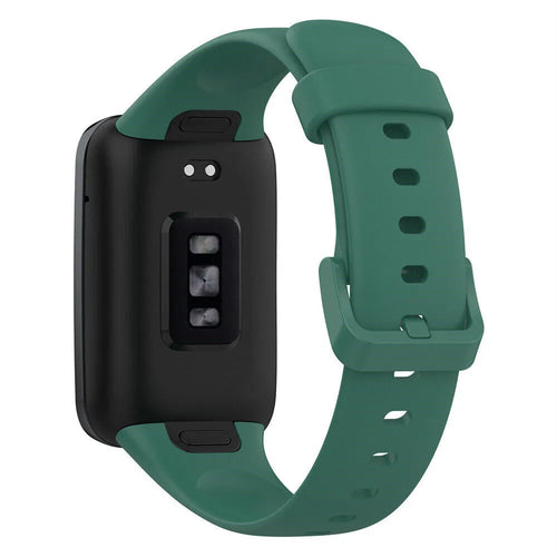 Silicone Strap, dark green, on a watch, 3/4 rear view