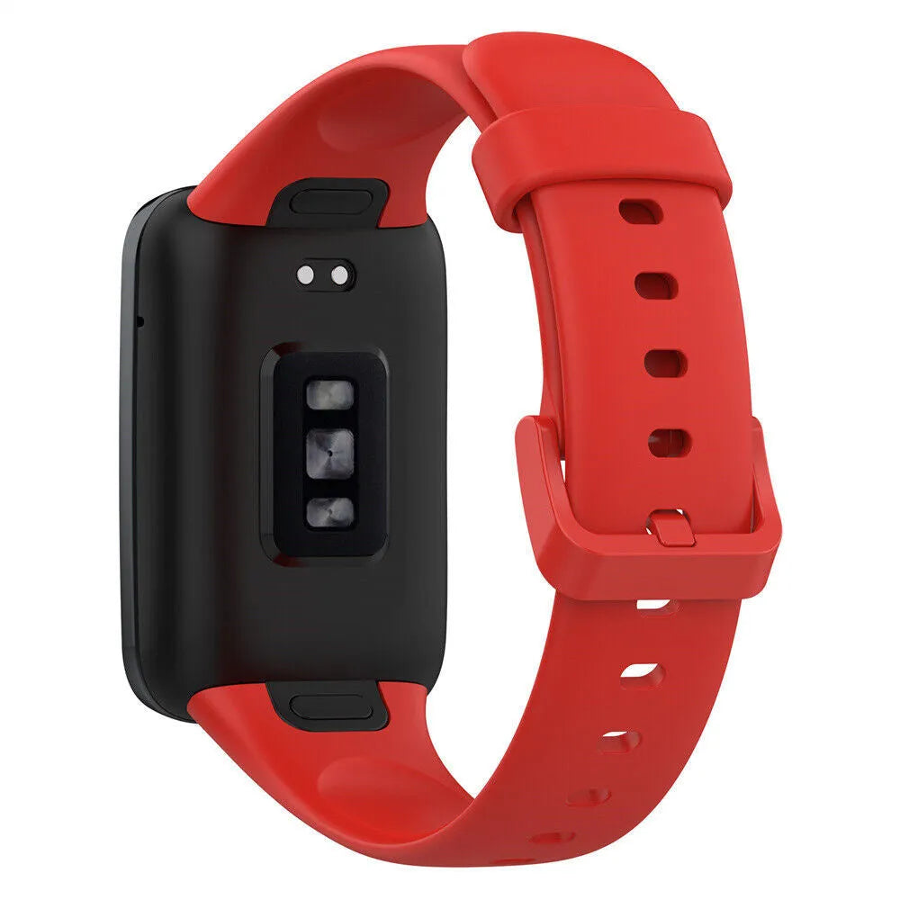 Silicone Strap, red, on a watch, 3/4 rear view