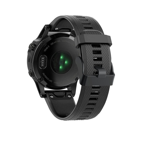 Silicone Strap, black, on a watch, 3/4 rear view