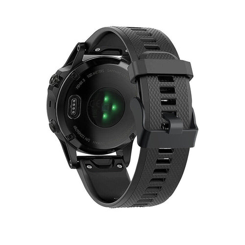 Silicone Strap, black, on a watch, 3/4 rear view