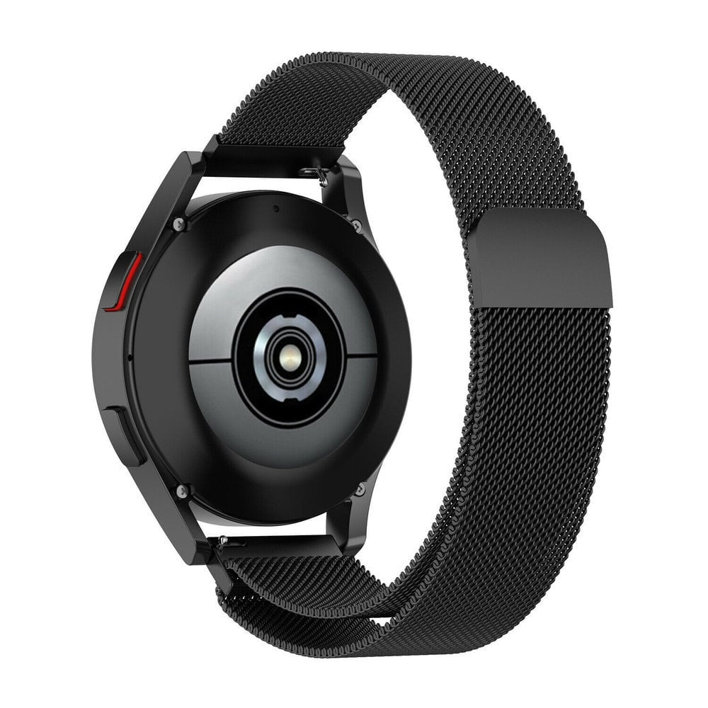Milanese Strap, black, on a watch, 3/4 rear view