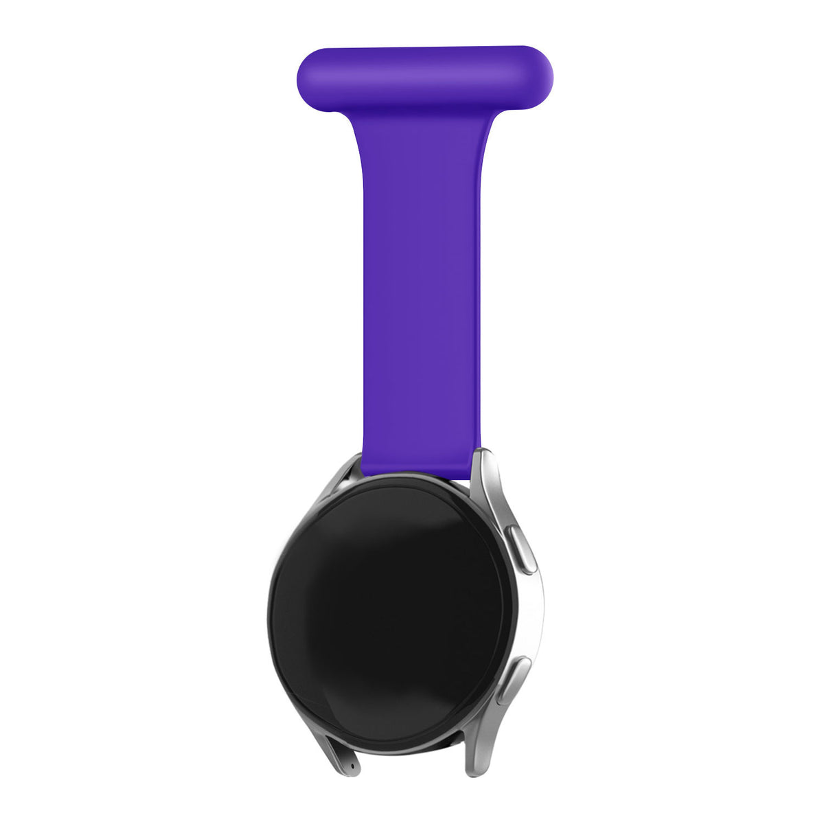 Silicone Nurse Fob, purple, on a watch, direct front view