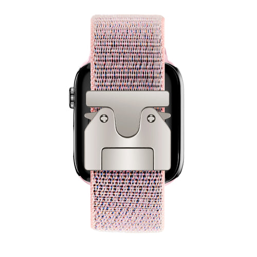Nylon Strap 'Classic' P-Buckle, pink sand, on a watch, direct front view