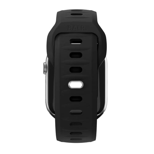 Outdoor Silicone Strap, black, on a watch, direct front view