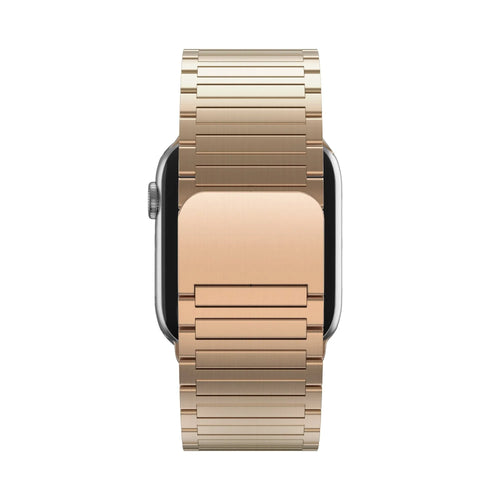 Magnetic Steel Strap 'Deluxe', rose gold, on a watch, direct front view