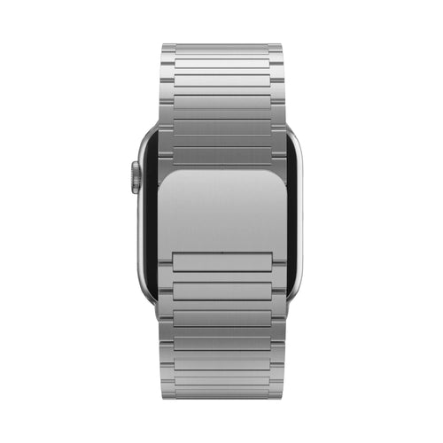 Magnetic Steel Strap 'Deluxe', silver, on a watch, direct front view