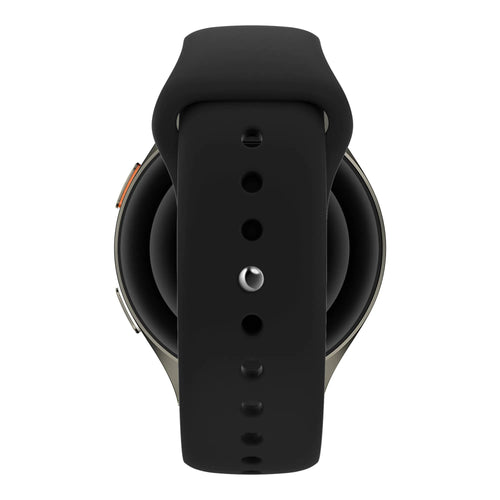 Silicone Sport Strap 'Easy Fit', black, on a watch, direct front view