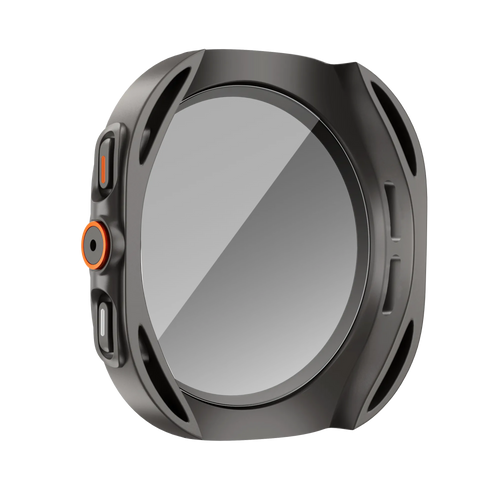 Bandz Funda de PC cuadrada con vidrio Samsung Galaxy Watch 7 - 44 mm (gris titanio)