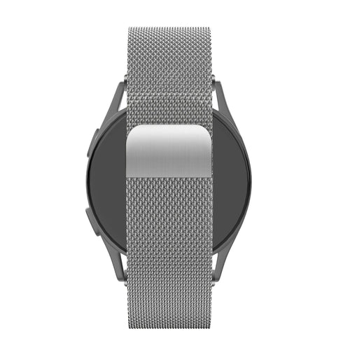 Milanese Loop Strap, silver, on a watch, direct front view