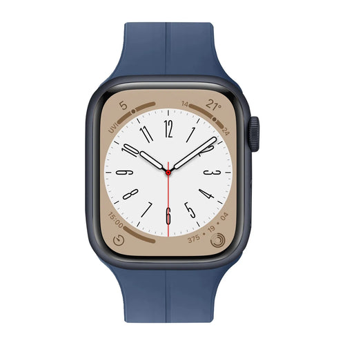 D-Buckle Silicone Strap, dark blue, on a watch, direct front view