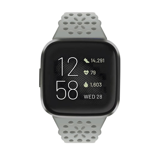 Patterned Silicone Strap, grey, on a watch, direct front view