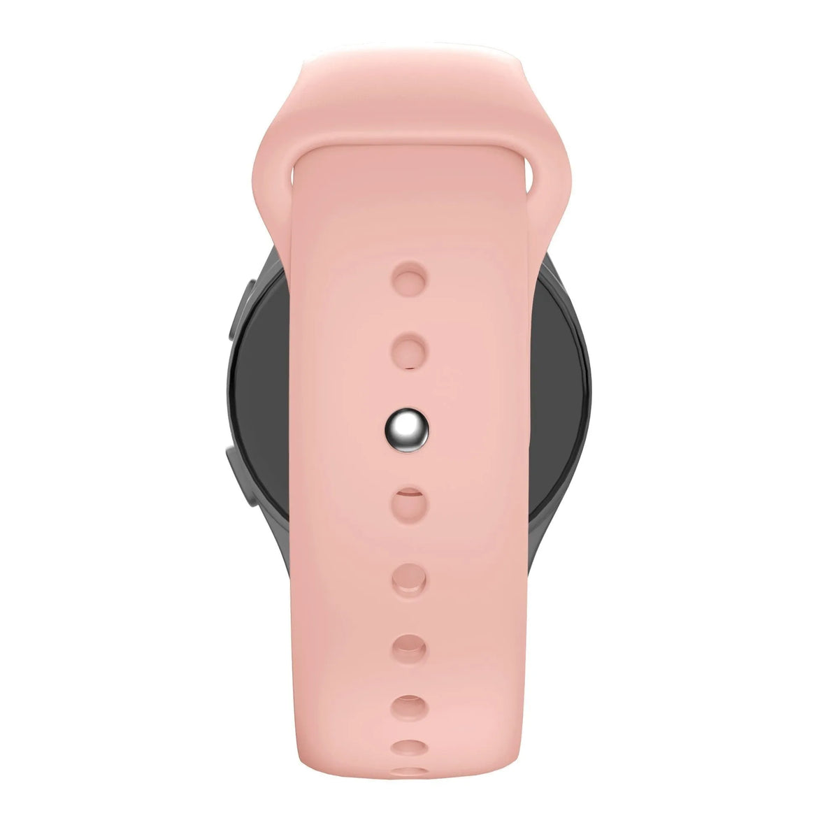 Silicone Sport Strap 'Deluxe', pink, on a watch, direct front view