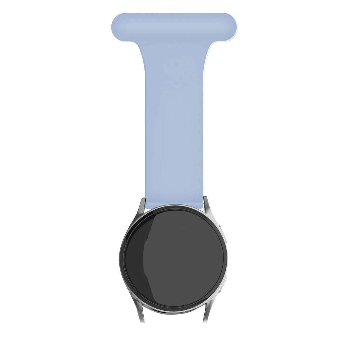 Silicone Nurse Fob, light blue, on a watch, direct front view