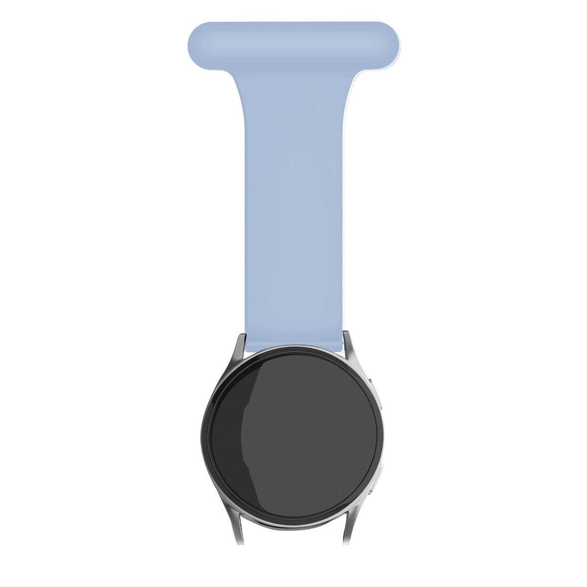 Silicone Nurse Fob, light blue, on a watch, direct front view