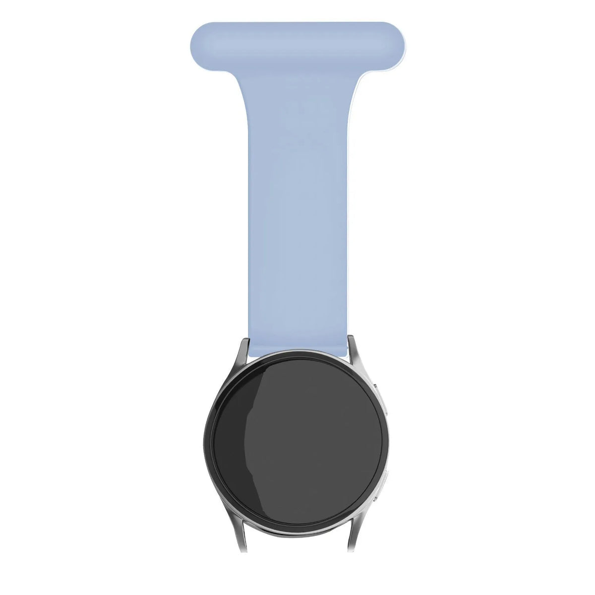 Silicone Nurse Fob, light blue, on a watch, direct front view