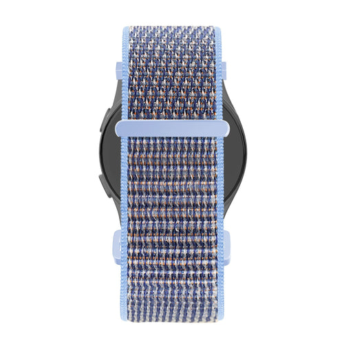Nylon Loop Strap, azure blue, on a watch, direct front view