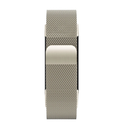 Milanese Loop Strap, champagne, on a watch, direct front view
