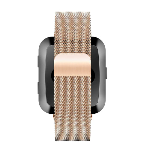 Milanese Loop Strap, rose gold, on a watch, direct front view
