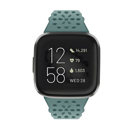 Patterned Silicone Strap, green, on a watch, direct front view