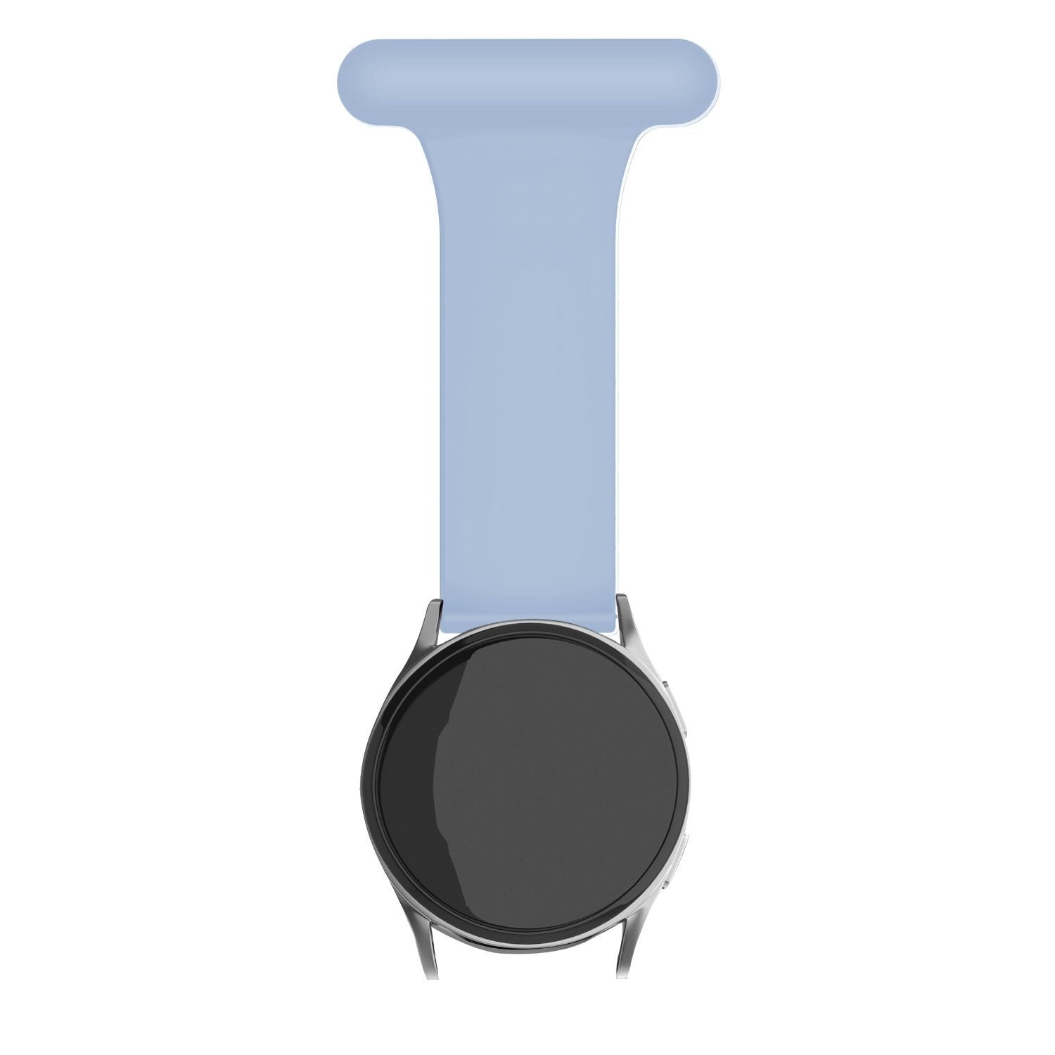 Silicone Nurse Fob, light blue, on a watch, direct front view