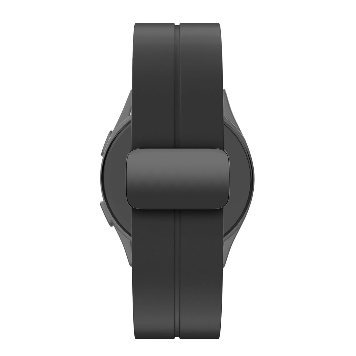 D-Buckle Silicone Strap, black, on a watch, direct front view