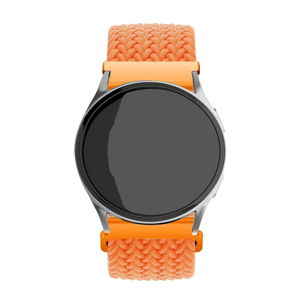 Nylon Adjustable Braided Strap, orange, on a watch, direct front view
