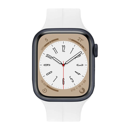 D-Buckle Silicone Strap, white, on a watch, direct front view