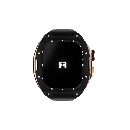 Reqior Funda con correa de goma Apple Watch 45mm (negro/rosa dorado)