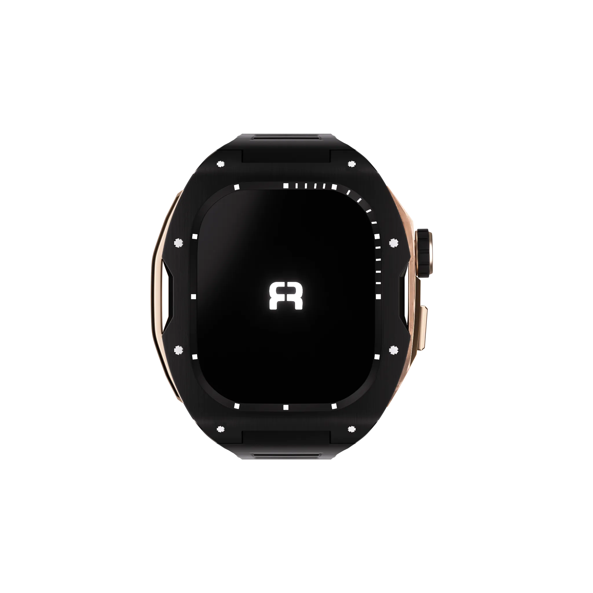 Reqior Funda con correa de goma Apple Watch 45mm (negro/rosa dorado)