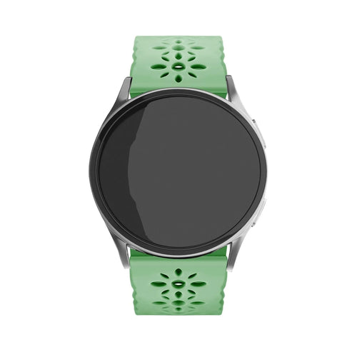 Patterned Silicone Strap, green, on a watch, direct front view