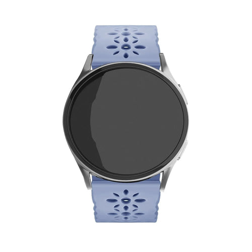 Patterned Silicone Strap, lavender grey, on a watch, direct front view