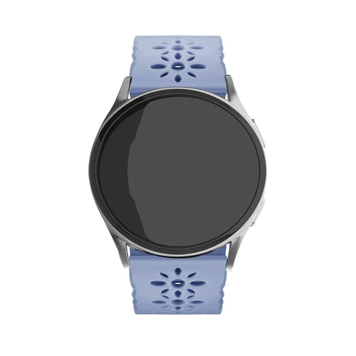 Patterned Silicone Strap, lavender grey, on a watch, direct front view