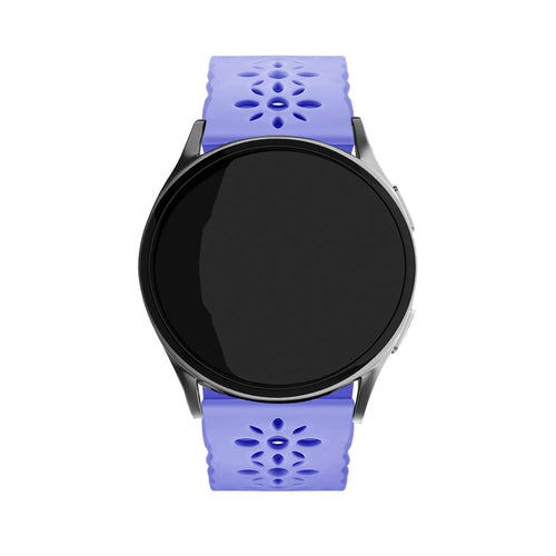 Patterned Silicone Strap, lilac, on a watch, direct front view