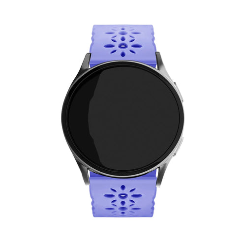 Patterned Silicone Strap, lilac, on a watch, direct front view